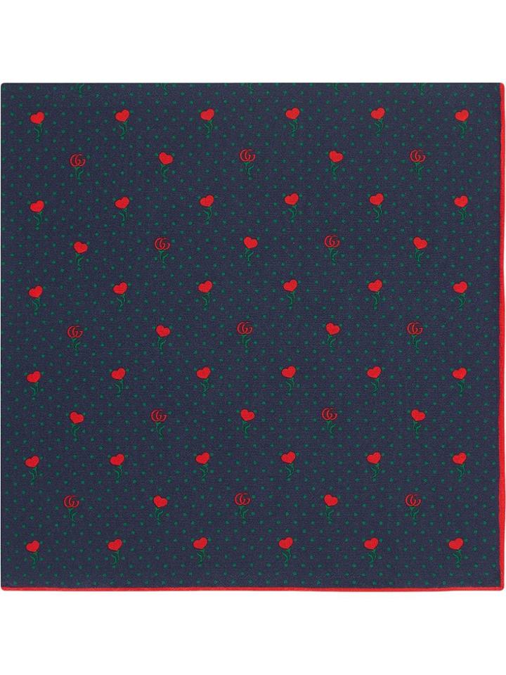 Gucci Printed Silk Pocket Square - Blue