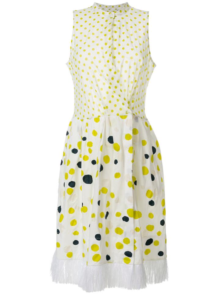 Sara Roka Polka Dot Wrap Dress - White