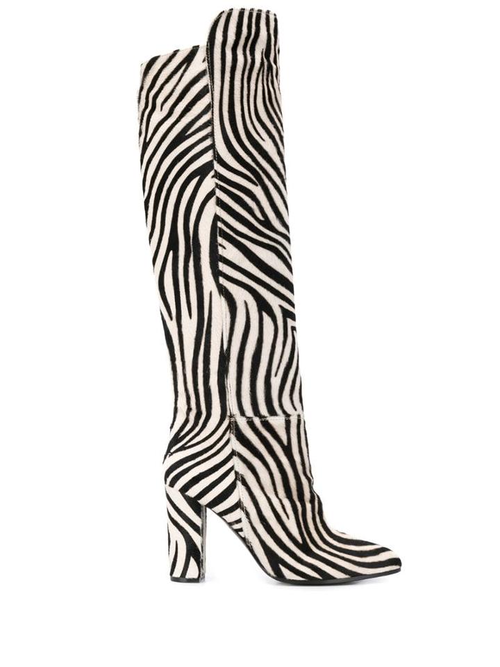 Via Roma 15 Zebra Pattern Boots - Black