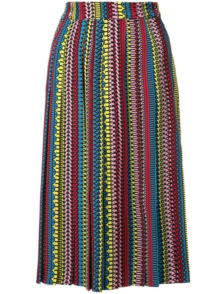 Holly Fulton Ethnic Print Pleated Skirt, Women's, Size: 10, Silk