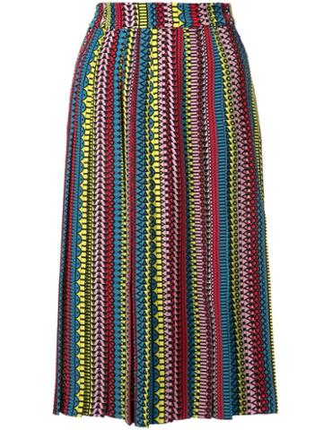 Holly Fulton Ethnic Print Pleated Skirt, Women's, Size: 10, Silk