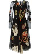 Dolce & Gabbana Embroidered Mesh Dress, Women's, Size: 40, Black, Viscose/polyamide/polyester
