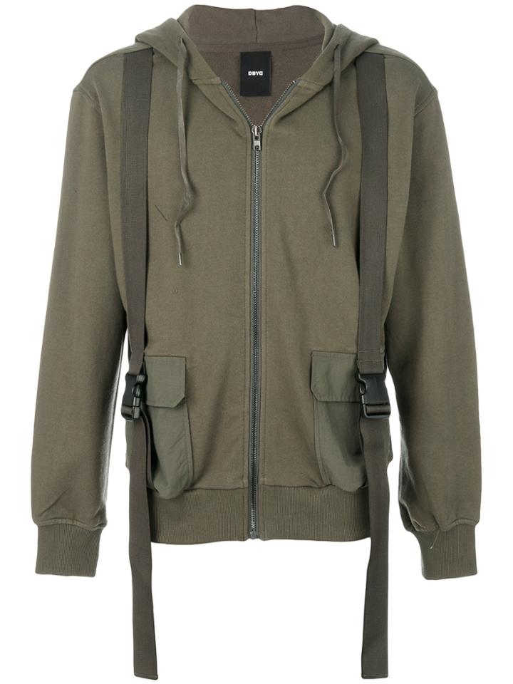 D.gnak Strap Detail Zipped Hoddie - Green