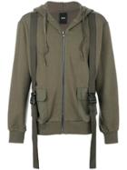 D.gnak Strap Detail Zipped Hoddie - Green
