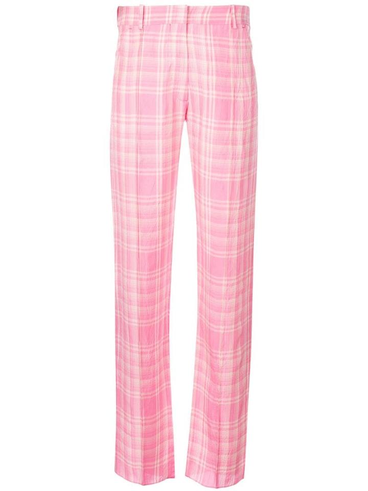 Victoria Beckham Plaid Straight Leg Trousers - Pink