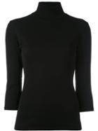 Yohji Yamamoto - Three-quarter Sleeve Turtleneck Top - Women - Cotton - 2, Black, Cotton