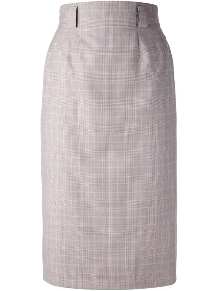 Jean Louis Scherrer Vintage Checked Pencil Skirt