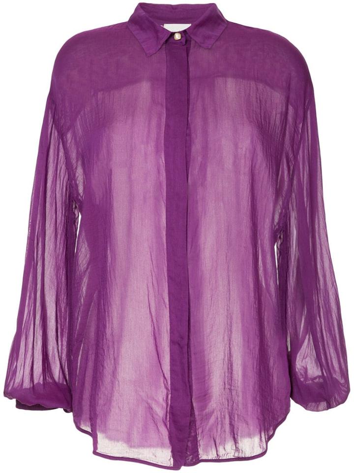 Forte Forte Flared Cuff Sheer Shirt - Pink & Purple