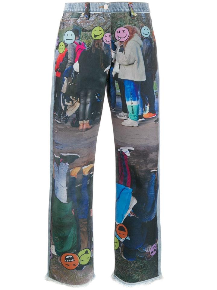 Natasha Zinko Graphic Print Straight-leg Jeans - Blue