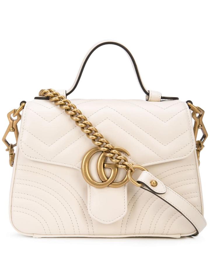 Gucci Gg Marmont Mini Top Handle Bag - White
