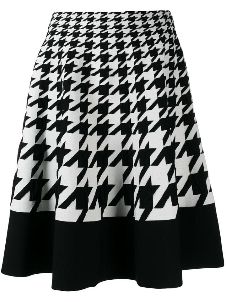 Alexander Mcqueen Houndstooth Pattern Full Skirt - Black