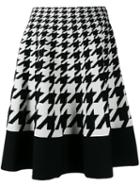 Alexander Mcqueen Houndstooth Pattern Full Skirt - Black