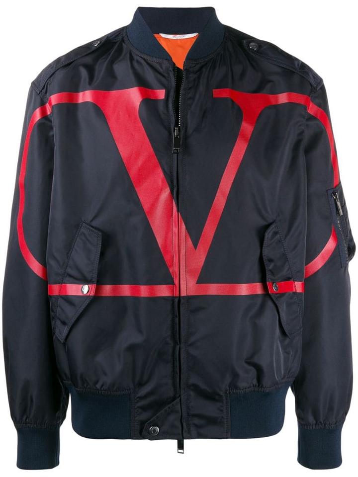 Valentino Vlogo Bomber Jacket - Blue