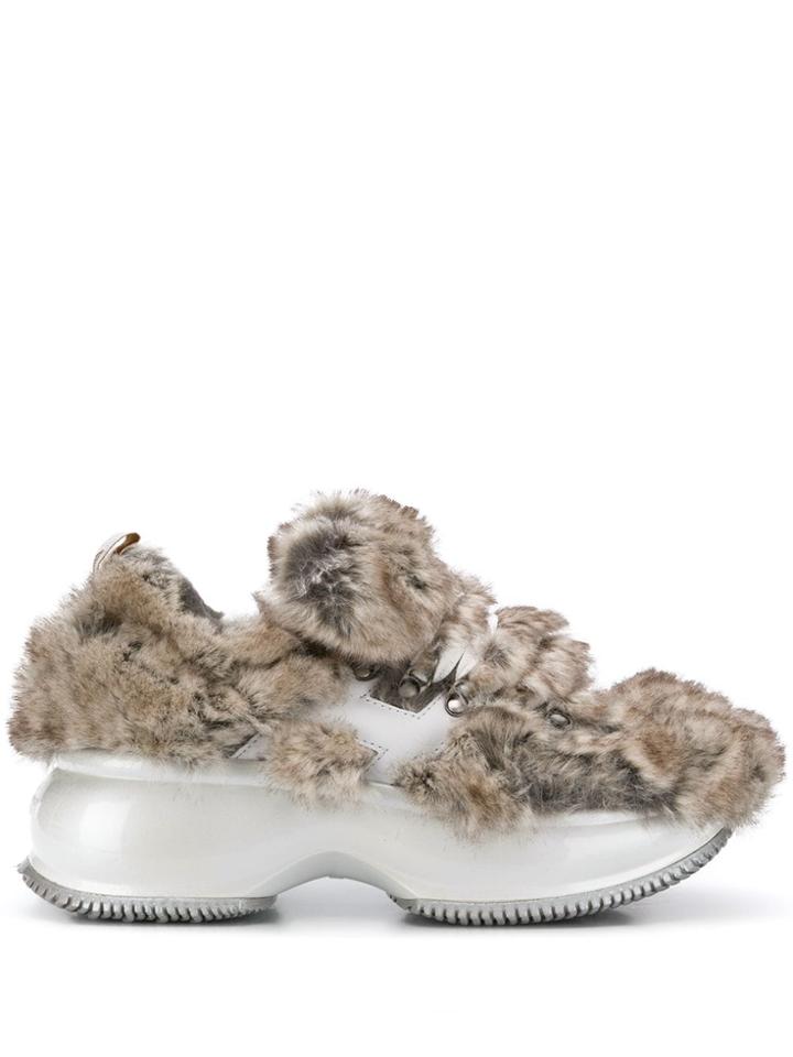 Hogan Fur Panels Sneakers - Neutrals