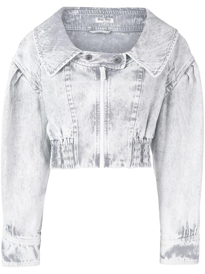 Miu Miu Crop Denim Jacket - Grey