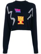 Peter Pilotto Cropped Abstract Stitch Sweater - Blue