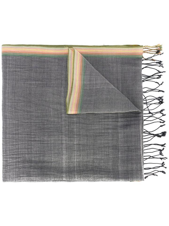 Paul Smith - Contrast Panel Scarf - Men - Cotton/linen/flax - One Size, Grey, Cotton/linen/flax