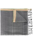 Paul Smith - Contrast Panel Scarf - Men - Cotton/linen/flax - One Size, Grey, Cotton/linen/flax