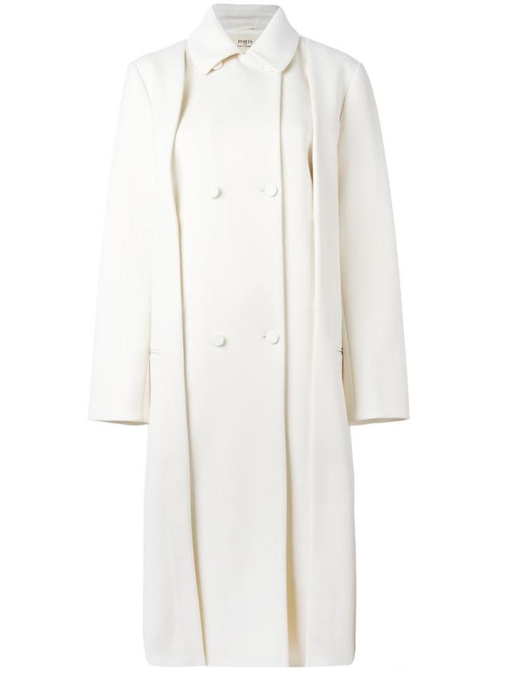 Ports 1961 Double Breasted Coat, Women's, Size: 44, White, Cotton/polyamide/spandex/elastane/wool