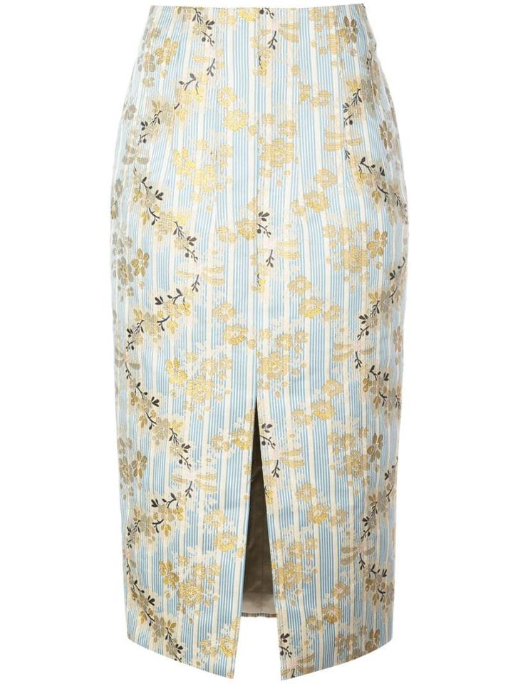 Brock Collection Striped Floral Skirt - Blue