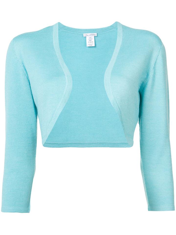Oscar De La Renta - Bolero Jacket - Women - Silk/virgin Wool - Xl, Blue, Silk/virgin Wool