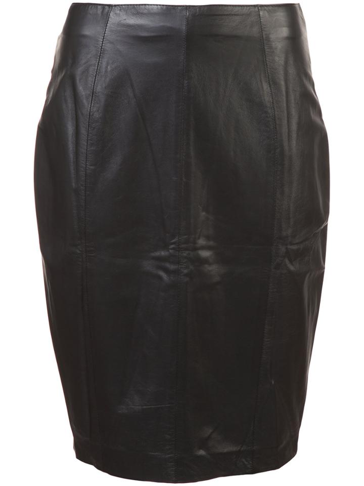 Patbo Zipped Leather Pencil Skirt - Black
