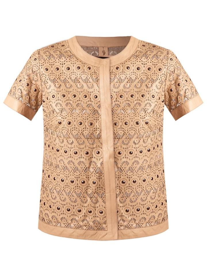 Andrea Bogosian Lace Blouse, Women's, Size: P, Nude/neutrals, Leather