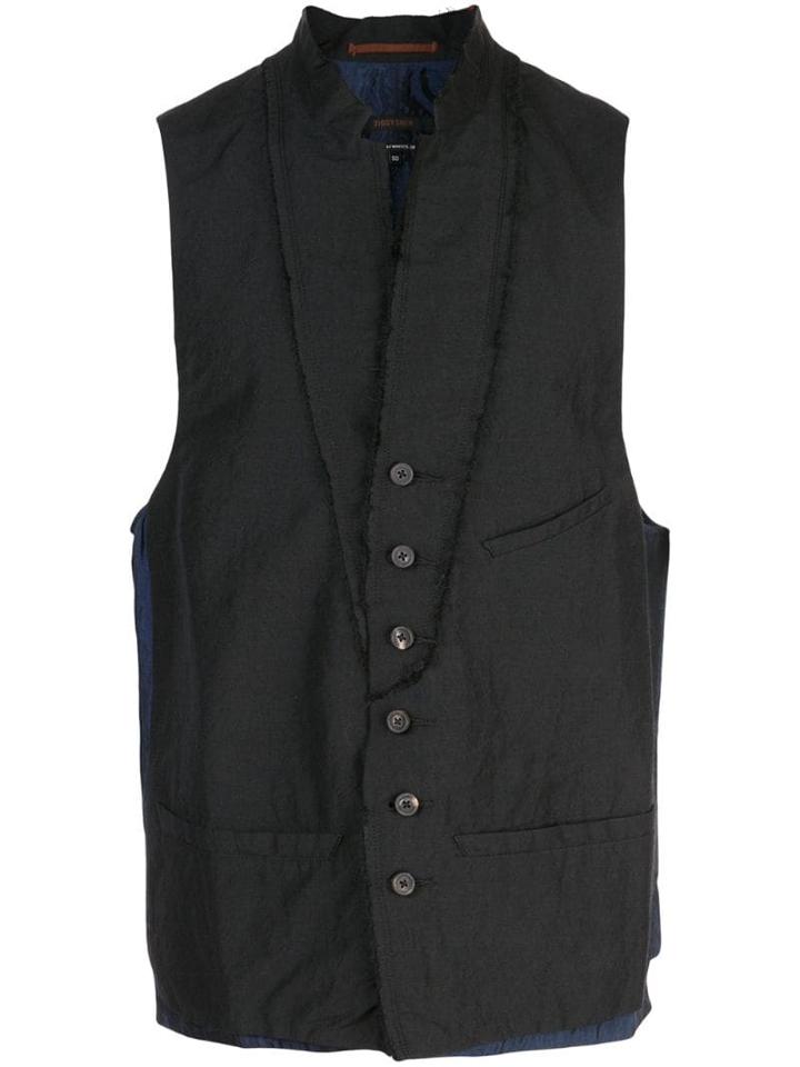 Ziggy Chen Band Collar Waistcoat - Black