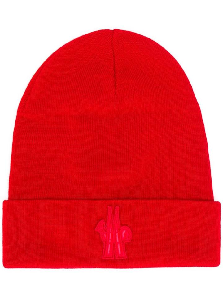 Moncler Grenoble Logo Embroidery Beanie - Red