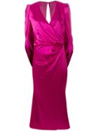 Talbot Runhof V-neck Crepe Dress - Pink & Purple