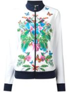 Ea7 Emporio Armani Tropical Print Track Jacket, Women's, Size: Small, White, Cotton