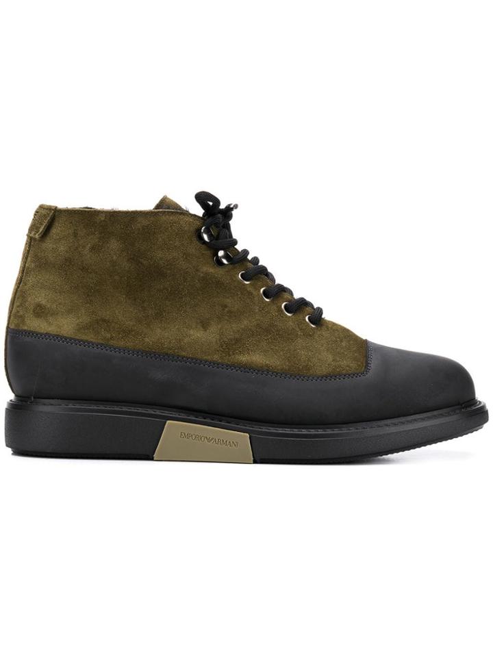 Emporio Armani Contrast Panels Boots - Green