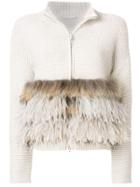 Fabiana Filippi Zipped Fur Sweater - Nude & Neutrals