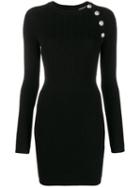 Balmain Buttoned Body-con Mini Dress - Black