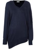 Balenciaga V-neck Jumper, Women's, Size: 40, Blue, Silk/cashmere/virgin Wool