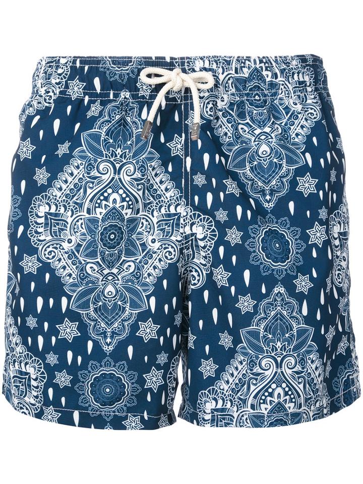 Mc2 Saint Barth - 'gustavia' Printed Swim Shorts - Men - Polyamide/polyester/spandex/elastane - M, Blue, Polyamide/polyester/spandex/elastane