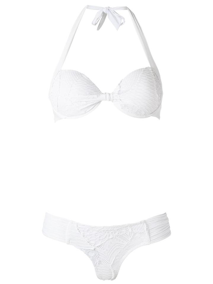 Amir Slama Balconette Bikini Set, Women's, Size: P, White, Elastodiene