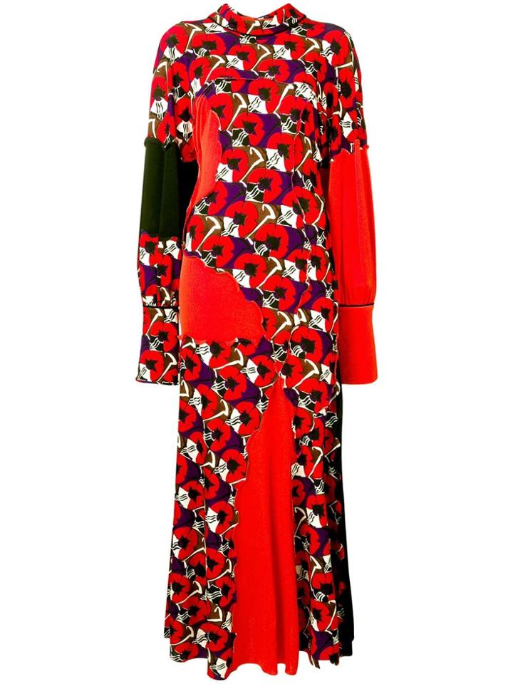 Marni Patchwork Midi Dress - Red