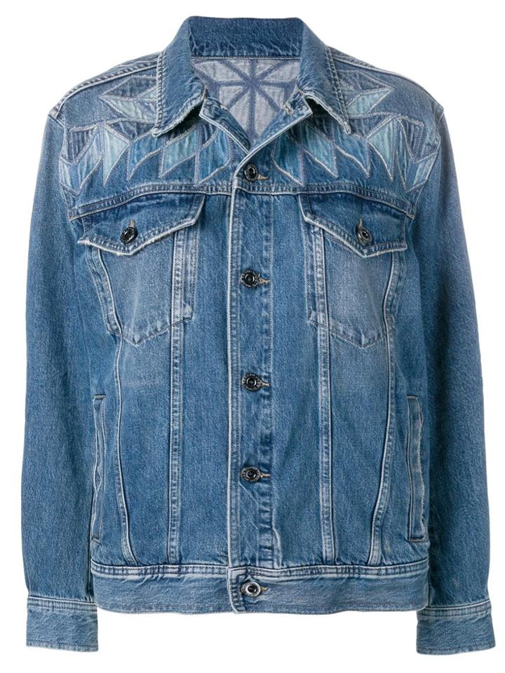 Diesel Black Gold Patchwork Embroidered Denim Jacket - Blue