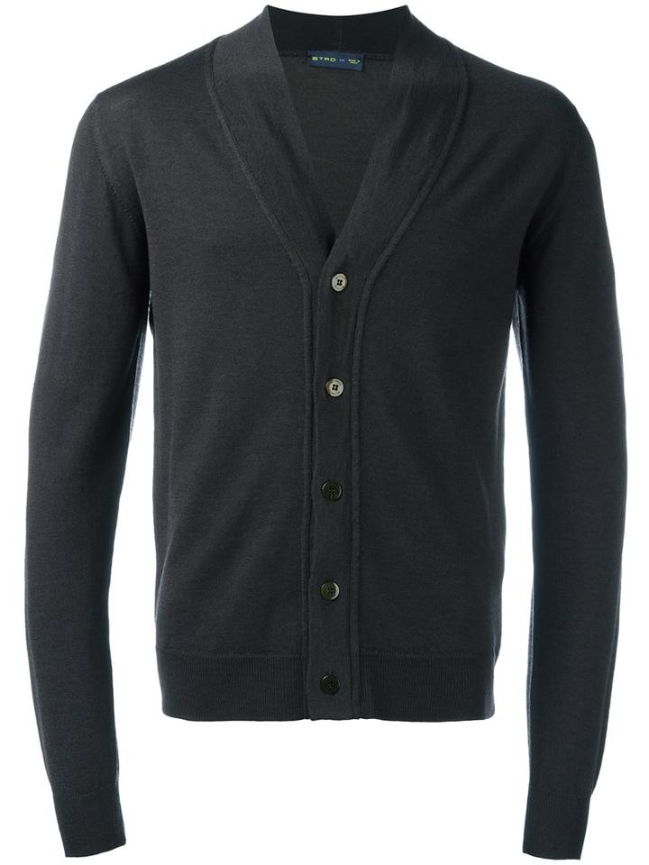 Etro V-neck Cardigan, Size: Medium, Grey, Wool