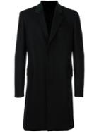 Les Hommes Single Breasted Coat, Men's, Size: 52, Black, Leather/polyamide/viscose/virgin Wool