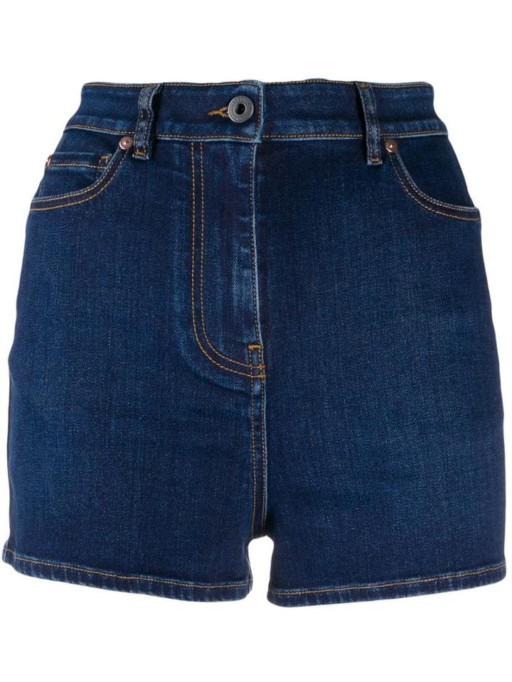 Valentino High Waisted Denim Shorts - Blue