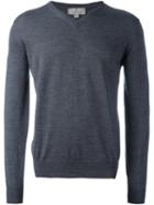 Canali V-neck Sweater, Men's, Size: 52, Grey, Wool