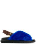 Marni Shearling Fur Sandals - Blue