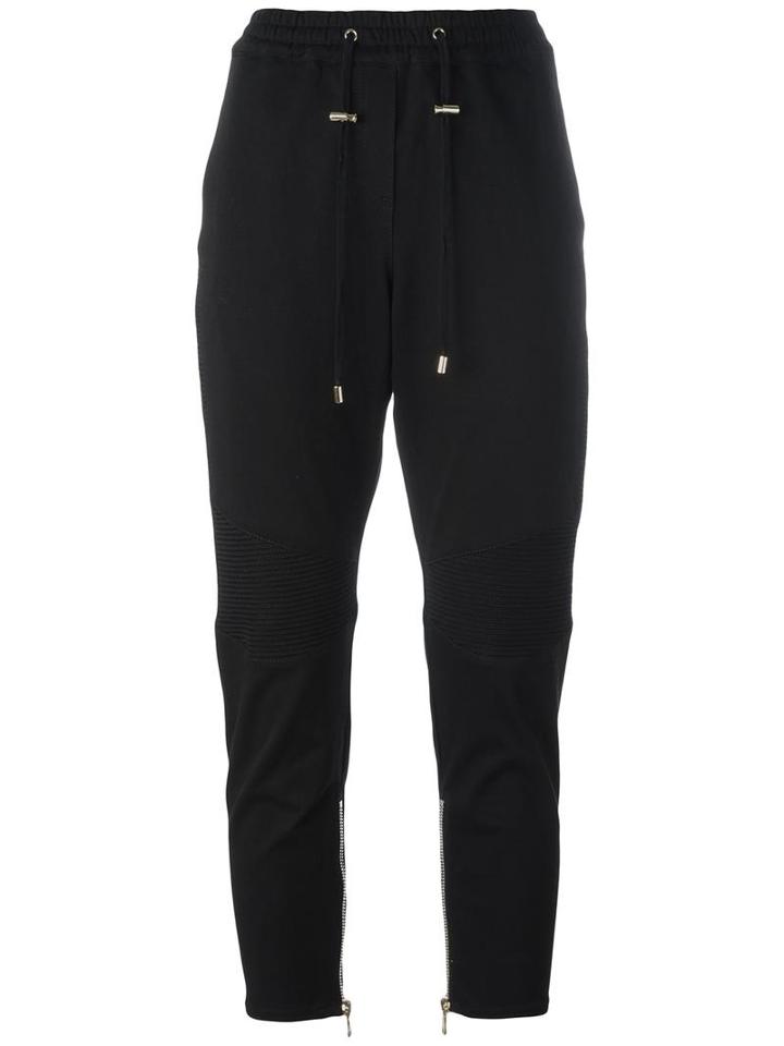 Balmain Biker Track Pants, Women's, Size: 38, Black, Cotton/spandex/elastane