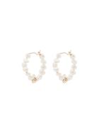 Holly Ryan Pearl And Yellow Gold Hoop Earrings - White