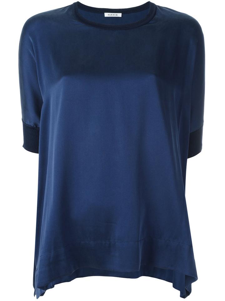 P.a.r.o.s.h. Plain Loose Fit Top, Women's, Size: Medium, Blue, Silk/spandex/elastane