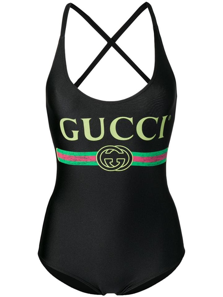 Gucci Logo Print Swimsuit - Black