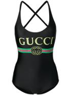 Gucci Logo Print Swimsuit - Black