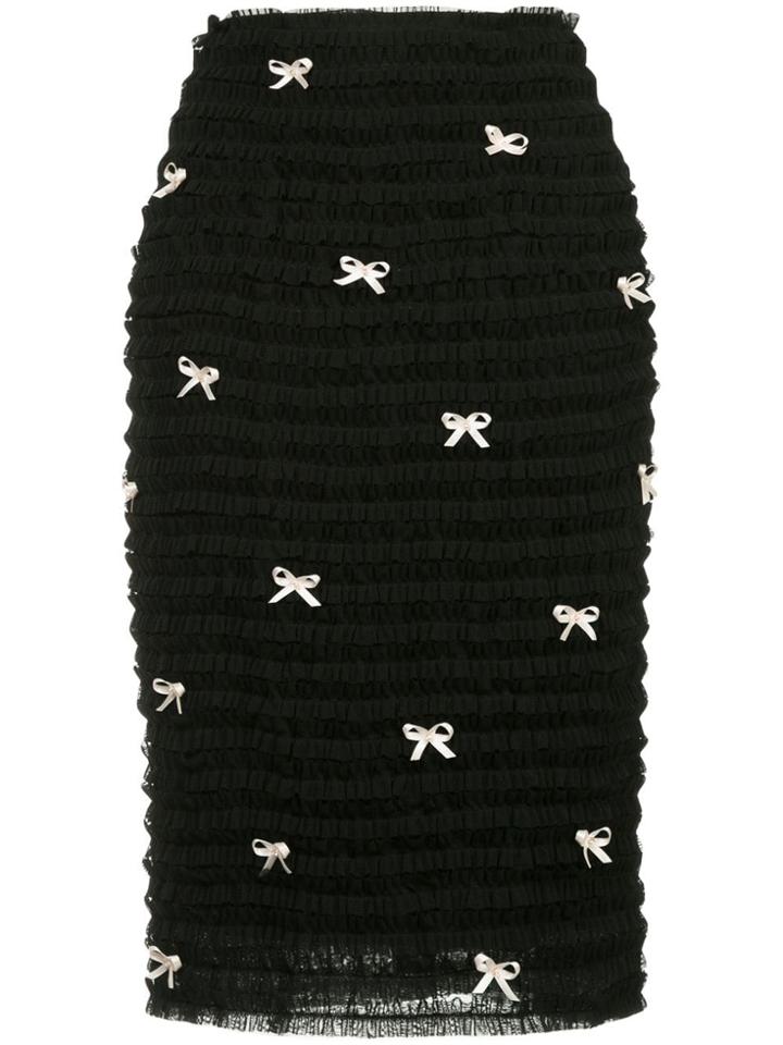 Tu Es Mon Trésor Ribbon-embellished Pencil Skirt - Black